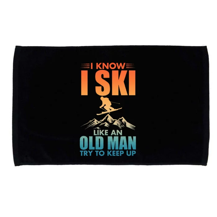 Best Ski Art For Grandpa Skiing Nordic Skier Skiing Microfiber Hand Towel