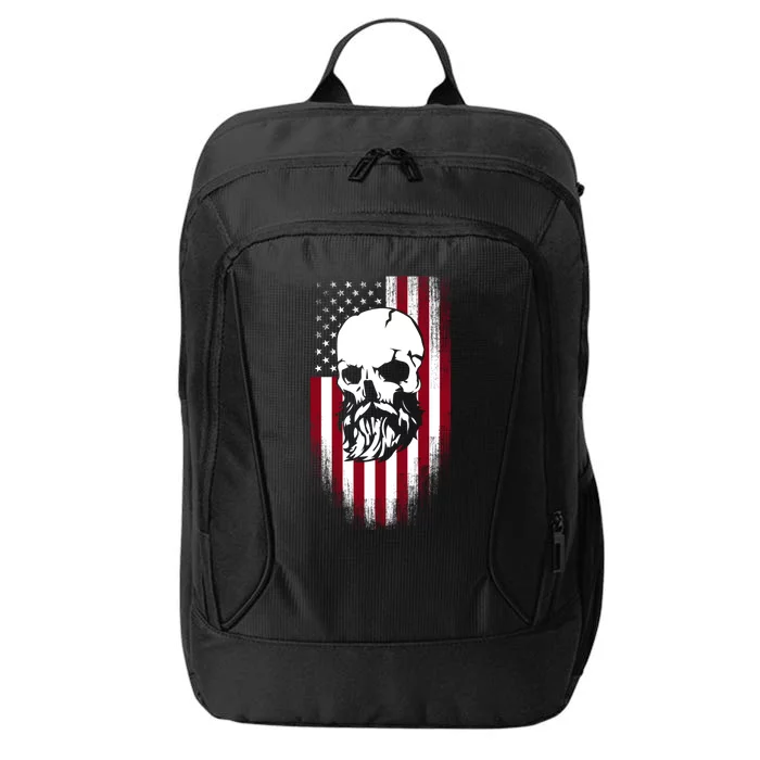 Bearded Skull And Us Flag Independence Day Gift City Backpack