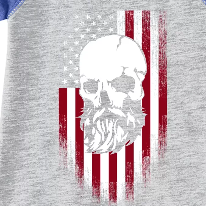 Bearded Skull And Us Flag Independence Day Gift Infant Baby Jersey Bodysuit