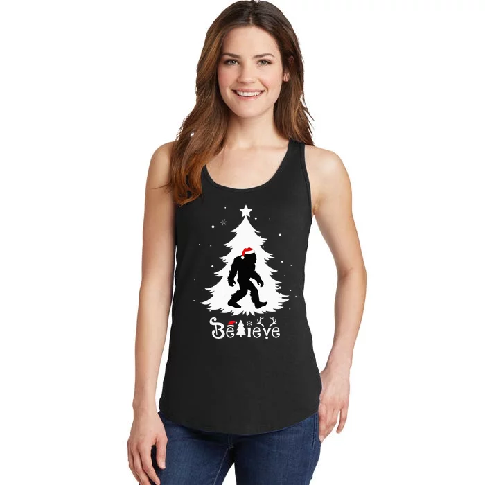 Believe Skunk Ape Cryptid Christmas Cryptozoology Ladies Essential Tank