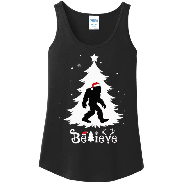 Believe Skunk Ape Cryptid Christmas Cryptozoology Ladies Essential Tank