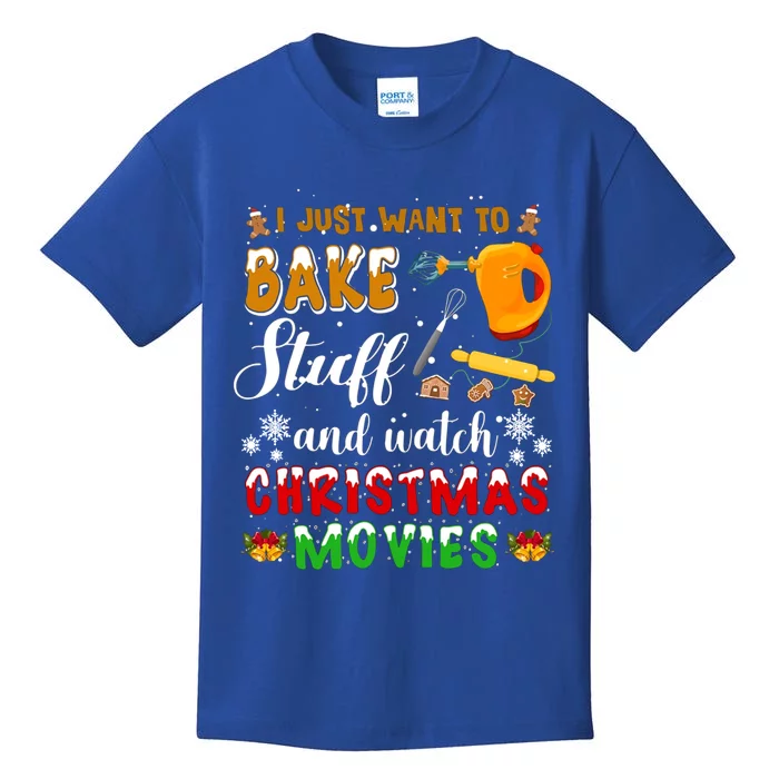 Bake Stuff And Watch Christmas Movies Funny Xmas Hobby Funny Gift Kids T-Shirt