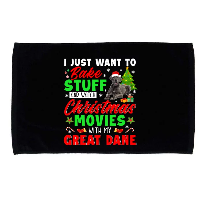 Bake Stuff And Watch Christmas Movies With My Great Dane Gift Microfiber Hand Towel