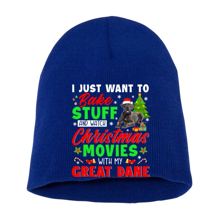 Bake Stuff And Watch Christmas Movies With My Great Dane Gift Short Acrylic Beanie