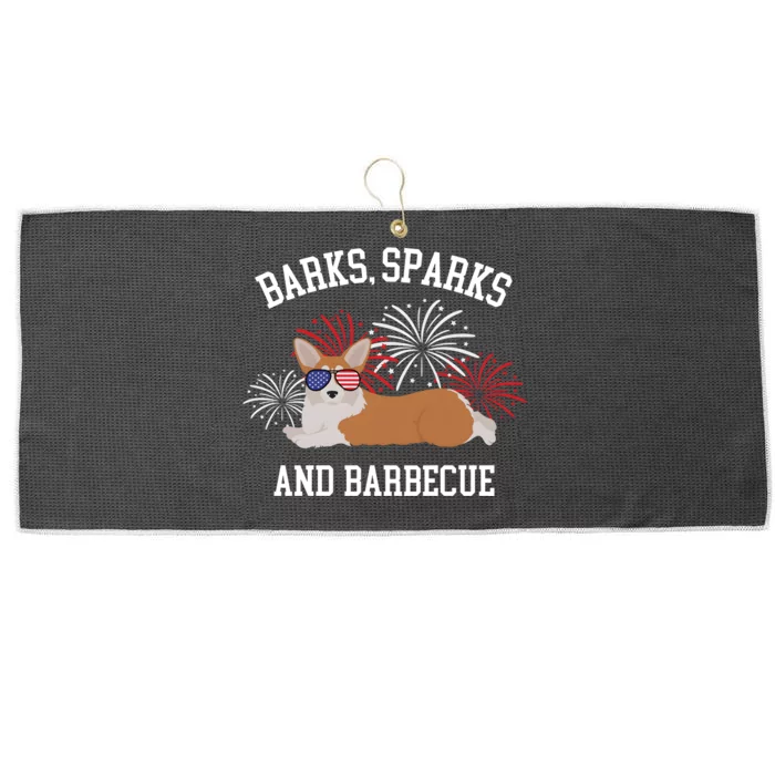 Barks Sparks And Barbecue Corgi 4th Of July Large Microfiber Waffle Golf Towel