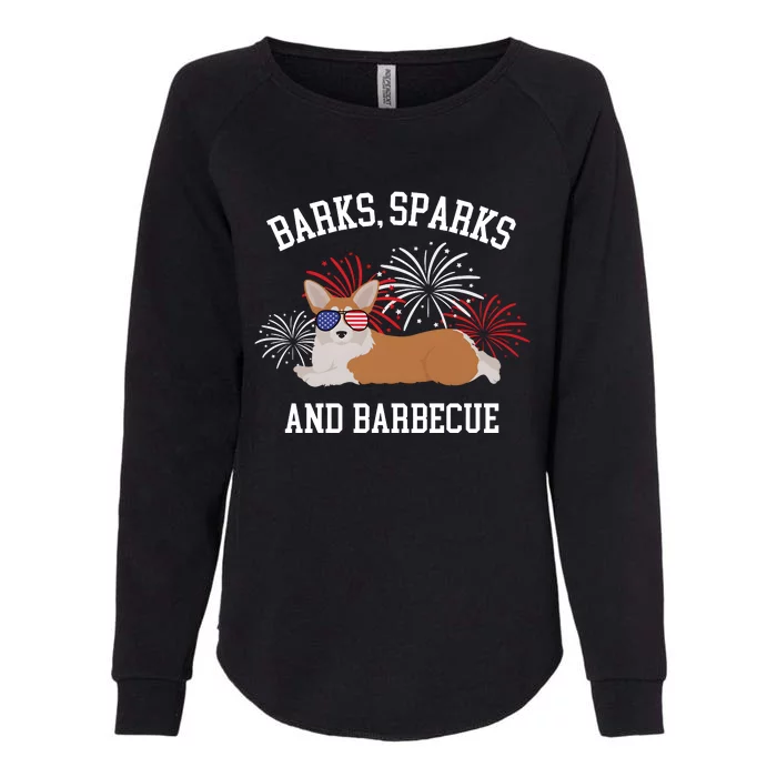 Barks Sparks And Barbecue Corgi 4th Of July Womens California Wash Sweatshirt