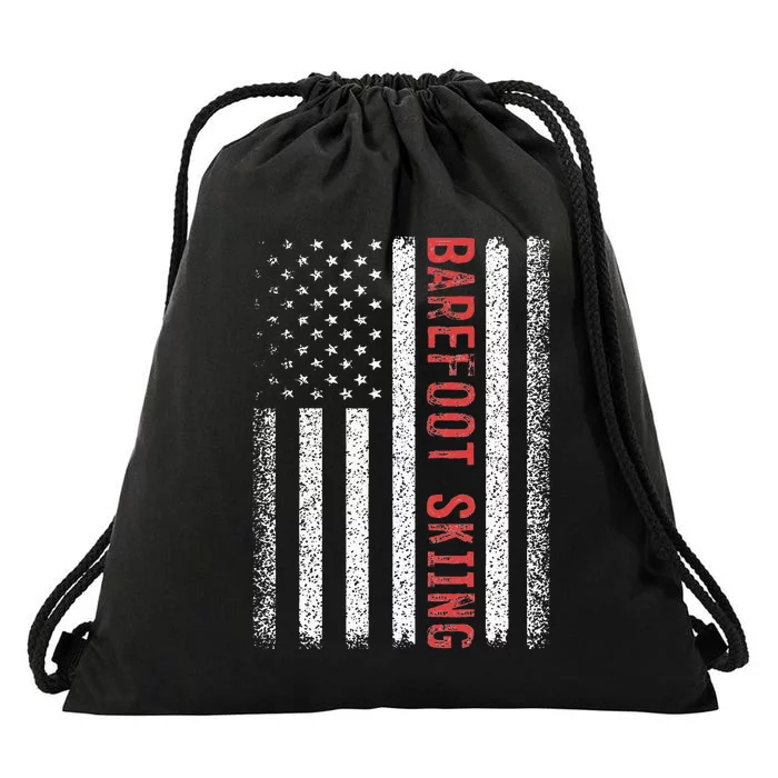 Barefoot Skiing American Flag 4th Of July Drawstring Bag