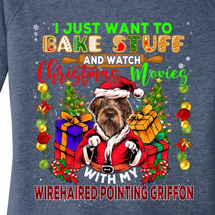 Bake Stuff And Watch Xmas Movies Wirehaired Pointing Griffon Meaningful Gift Women's Perfect Tri Tunic Long Sleeve Shirt