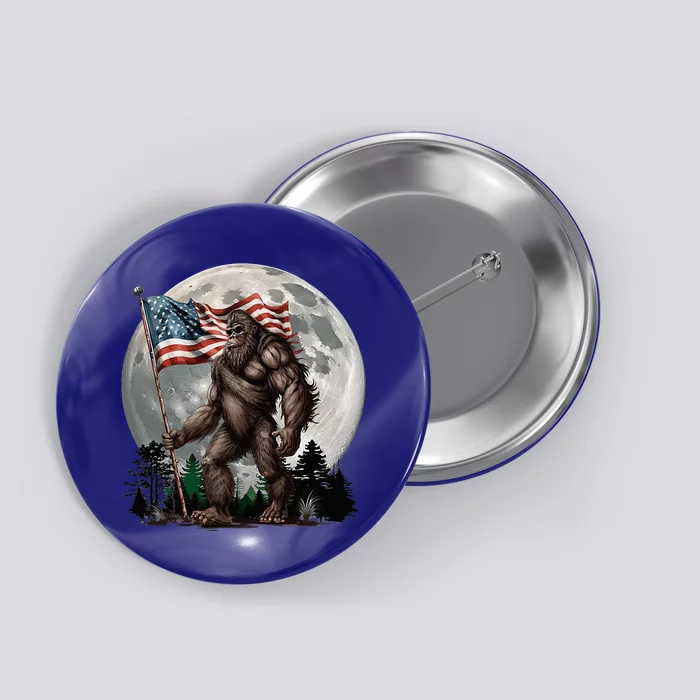 Bigfoot Sasquatch American Flag Full Moon Patriotic Button