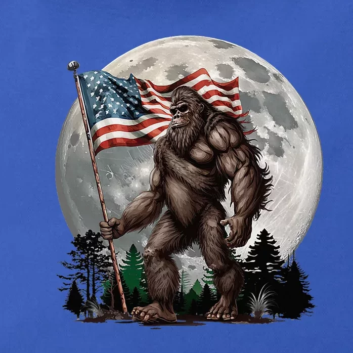 Bigfoot Sasquatch American Flag Full Moon Patriotic Zip Tote Bag