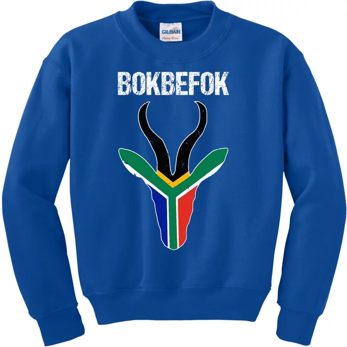 Bokbefok South African Rugby Bokke South Africa Flag Colours Kids Sweatshirt