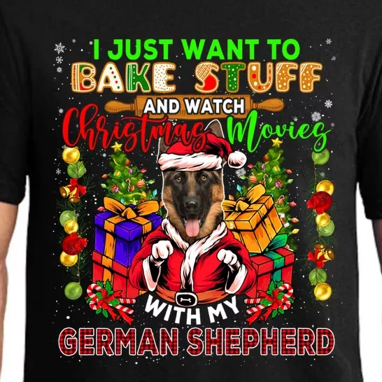 Bake Stuff And Watch Xmas Movies With Ger Shepherd Santa Great Gift Pajama Set