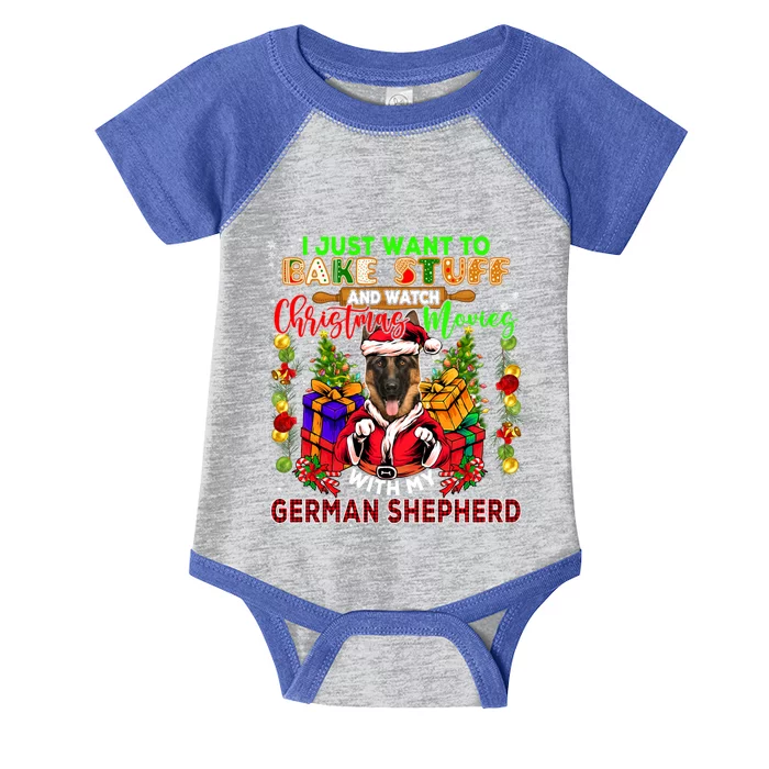 Bake Stuff And Watch Xmas Movies With Ger Shepherd Santa Great Gift Infant Baby Jersey Bodysuit