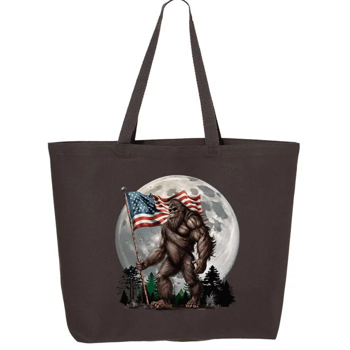 Bigfoot Sasquatch American Flag Full Moon Patriotic 25L Jumbo Tote