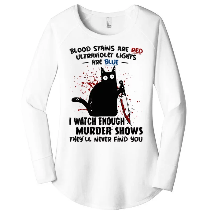 Blood Stains Are Red Ultraviolet Lights Are Blue Cat Funny Women's Perfect Tri Tunic Long Sleeve Shirt