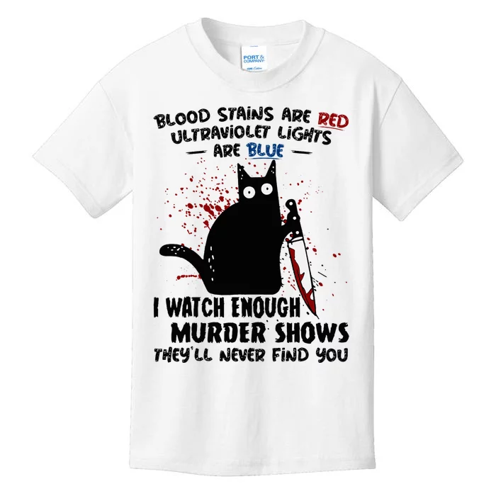 Blood Stains Are Red Ultraviolet Lights Are Blue Cat Funny Kids T-Shirt