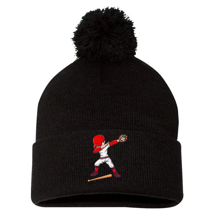 Baseballer Sports Athlete Dabbing Baseball Player Pom Pom 12in Knit Beanie