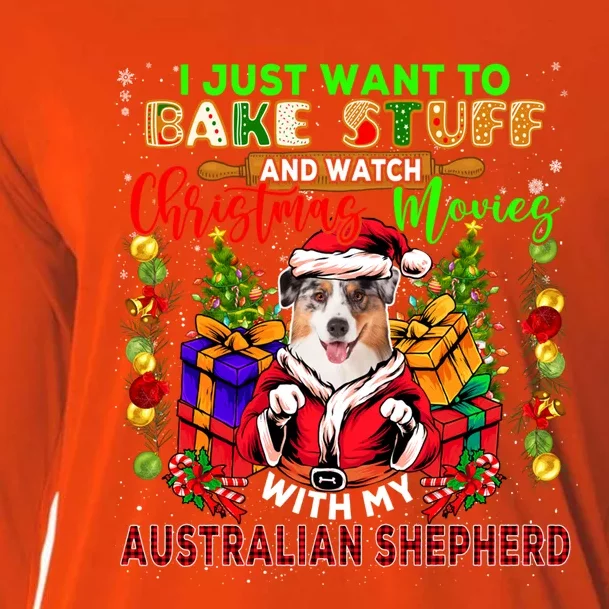 Bake Stuff And Watch Xmas Movies With My Australian Shepherd Gift Cooling Performance Long Sleeve Crew