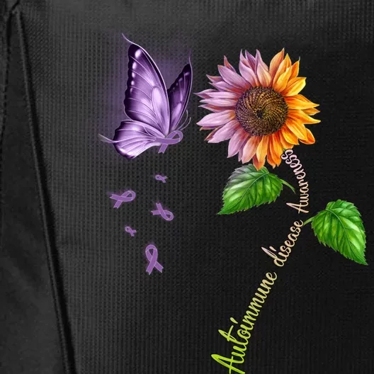 Butterfly Sunflower Autoimmune Disease Awareness Gift City Backpack