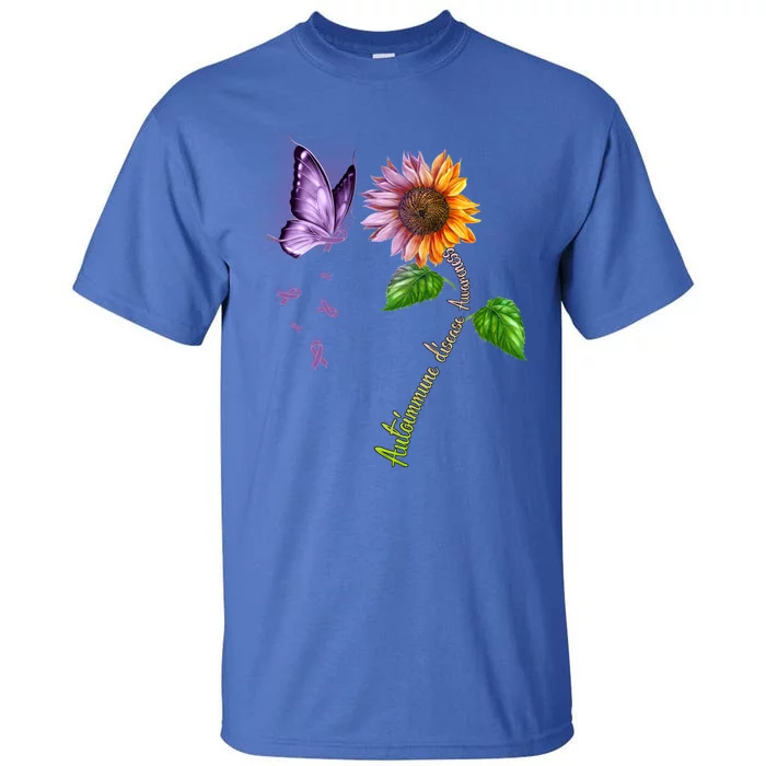 Butterfly Sunflower Autoimmune Disease Awareness Gift Tall T-Shirt