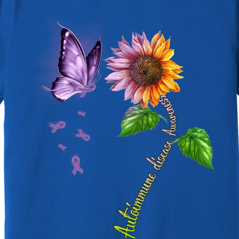 Butterfly Sunflower Autoimmune Disease Awareness Gift Premium T-Shirt