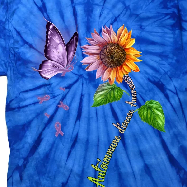 Butterfly Sunflower Autoimmune Disease Awareness Gift Tie-Dye T-Shirt