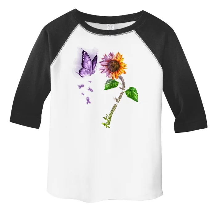 Butterfly Sunflower Autoimmune Disease Awareness Gift Toddler Fine Jersey T-Shirt