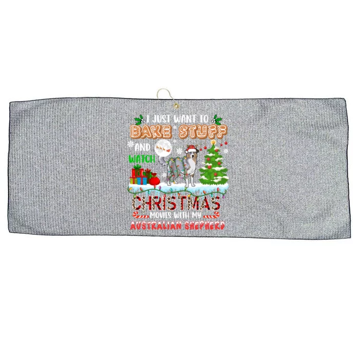 Bake Stuff And Watch Xmas Movies With My Australian Shepherd Gift Large Microfiber Waffle Golf Towel