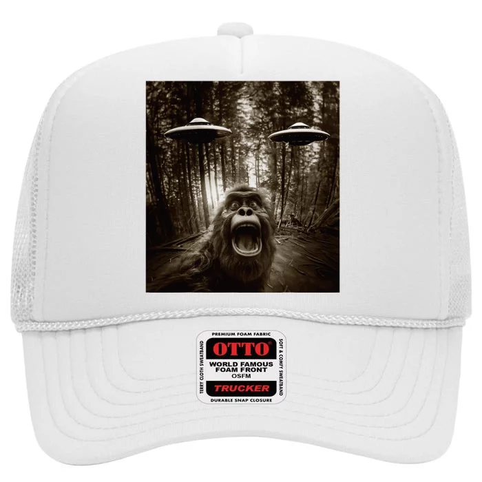 Bigfoot Sasquatch Alien Ufo High Crown Mesh Trucker Hat