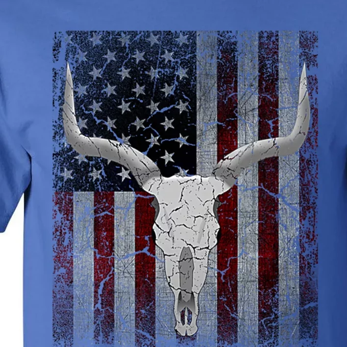 Bull Skull American Flag Cow Skull Western Graphic Wild West Great Gift Tall T-Shirt