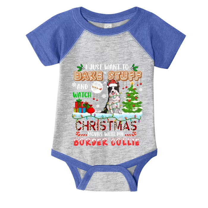 Bake Stuff And Watch Xmas Movies With My Border Collie Santa Cute Gift Infant Baby Jersey Bodysuit