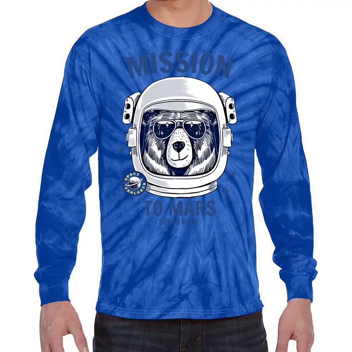 Brave Space Astronaut Bear Cool Gift Astronaut Bear Graphic Gift Tie-Dye Long Sleeve Shirt