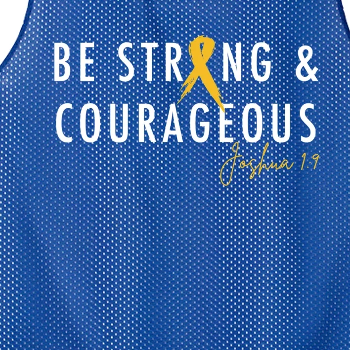 Be Strong And Courageous Hood Cancer Awareness Ribbon Gift Mesh Reversible Basketball Jersey Tank