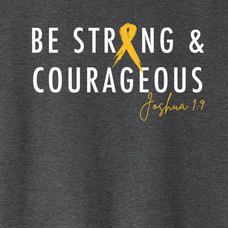 Be Strong And Courageous Hood Cancer Awareness Ribbon Gift Women's Crop Top Tee