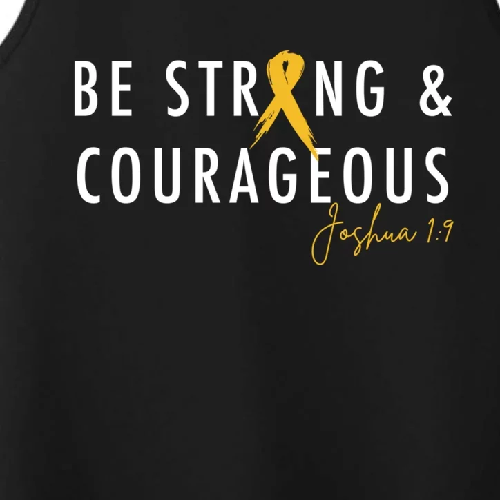 Be Strong And Courageous Hood Cancer Awareness Ribbon Great Gift Performance Tank