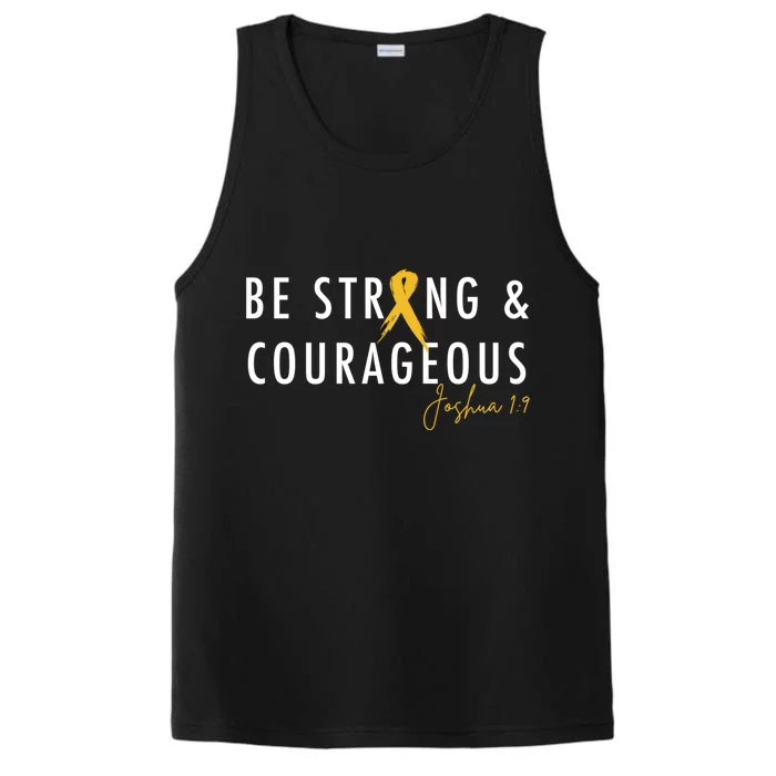 Be Strong And Courageous Hood Cancer Awareness Ribbon Great Gift Performance Tank