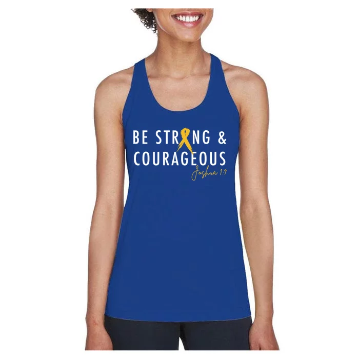 Be Strong And Courageous Hood Cancer Awareness Ribbon Great Gift Women's Racerback Tank