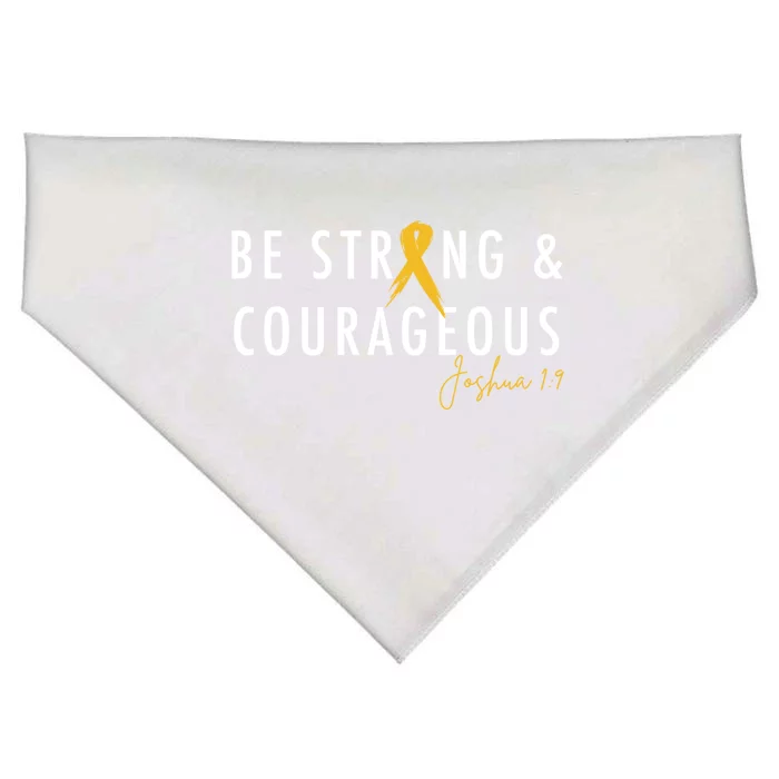 Be Strong And Courageous Hood Cancer Awareness Ribbon Great Gift USA-Made Doggie Bandana