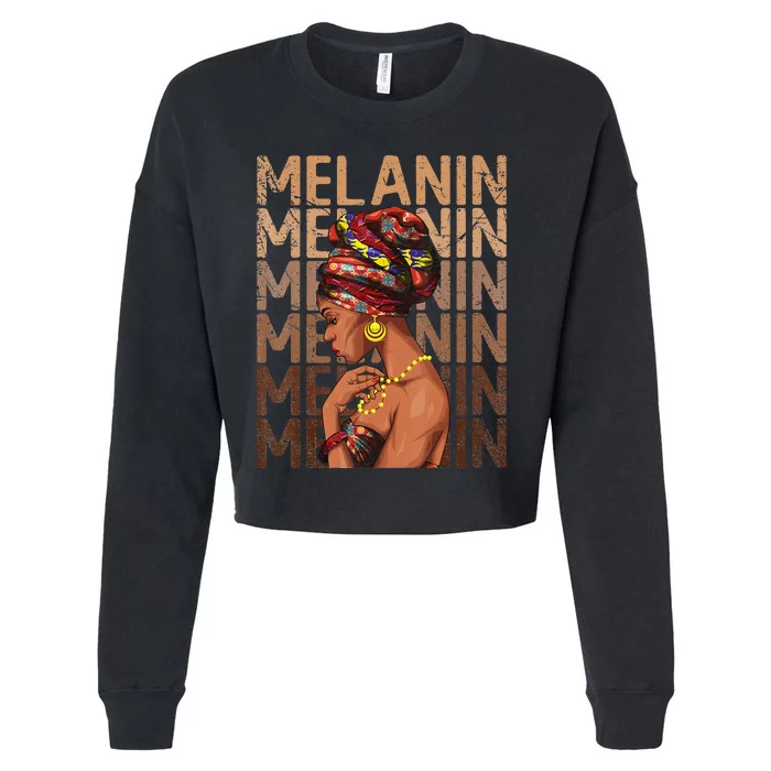 Black Strong  Afro Love Melanin African American Cropped Pullover Crew