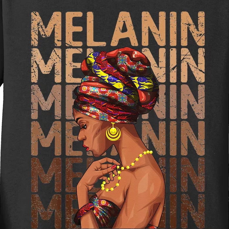 Black Strong  Afro Love Melanin African American Kids Long Sleeve Shirt