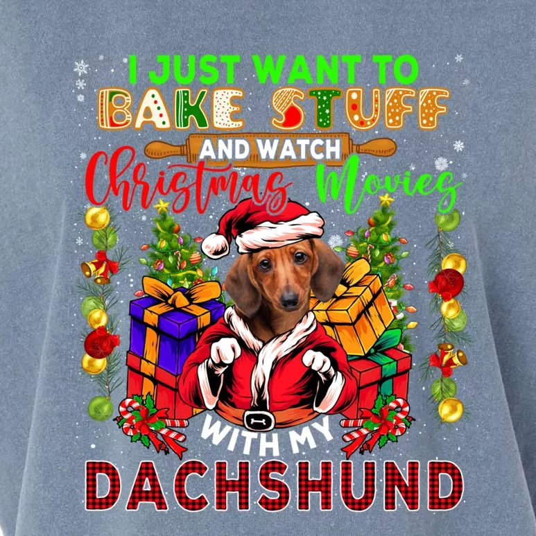 Bake Stuff And Watch Xmas Movies With My Dachshund Santa Dog Meaningful Gift Garment-Dyed Women's Muscle Tee