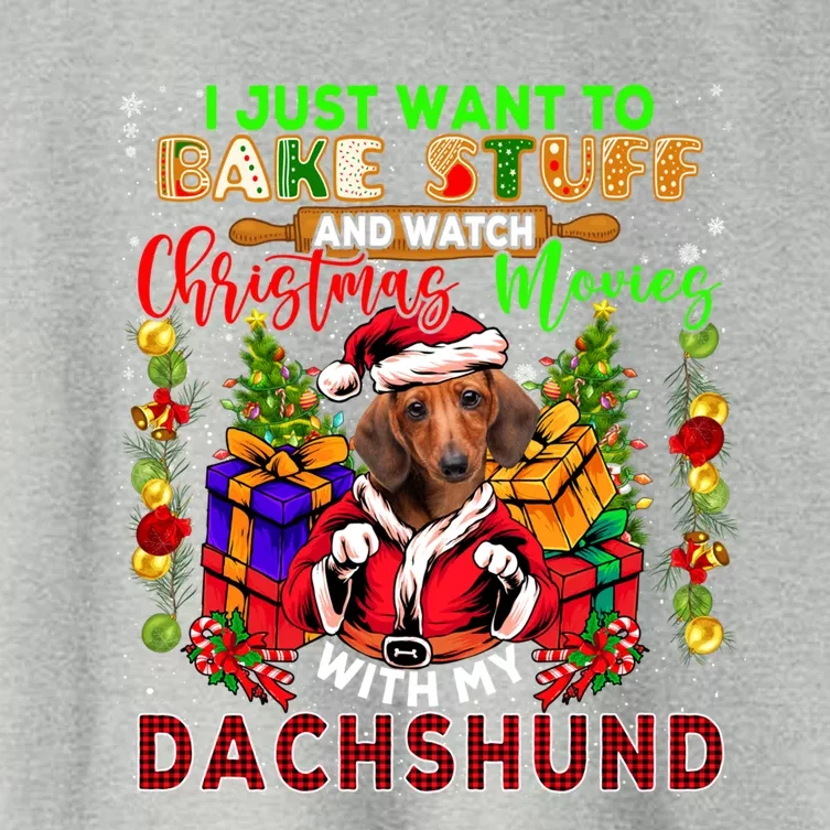 Bake Stuff And Watch Xmas Movies With My Dachshund Santa Dog Meaningful Gift Women's Crop Top Tee