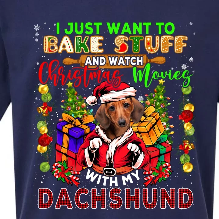 Bake Stuff And Watch Xmas Movies With My Dachshund Santa Dog Meaningful Gift Sueded Cloud Jersey T-Shirt