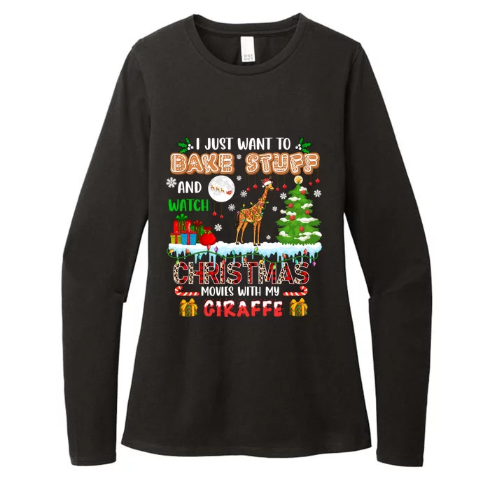 Bake Stuff And Watch Xmas Movies With My Giraffe Santa Lover Gift Womens CVC Long Sleeve Shirt