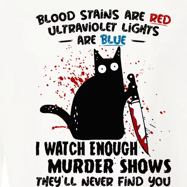 Blood Stains Are Red Ultraviolet Lights Are Blue Cat Funny Cropped Pullover Crew