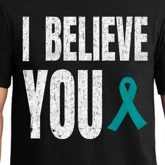 Believe Sexual Assault Awareness Teal Ribbon Gift Pajama Set