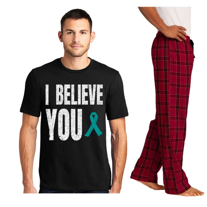 Believe Sexual Assault Awareness Teal Ribbon Gift Pajama Set