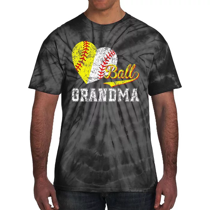 Baseball Softball Ball Heart Grandma Mother's Day Tie-Dye T-Shirt