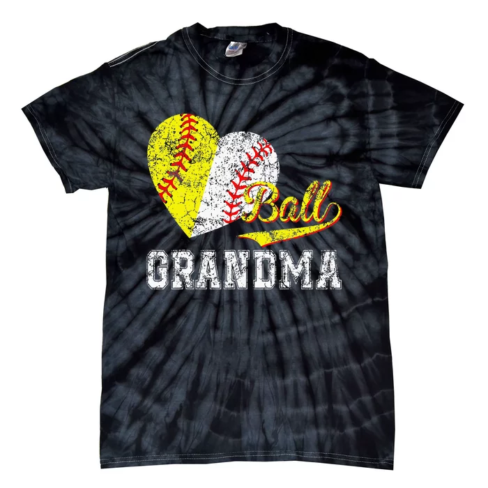 Baseball Softball Ball Heart Grandma Mother's Day Tie-Dye T-Shirt