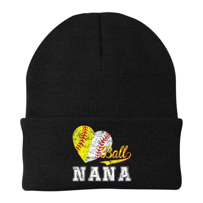 Baseball Softball Ball Heart Nana funny Mother's Day Knit Cap Winter Beanie